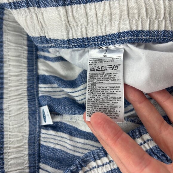 Old Navy Blue Striped Linen Blend Relaxed Leg Lounge Pant S - Picture 5 of 7